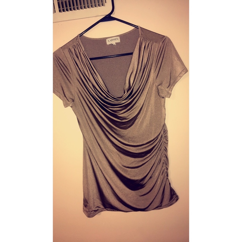 Elegant Carmen Plunging Neck Shirt